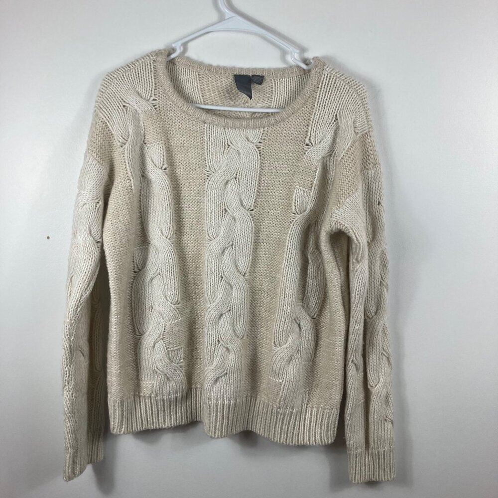 Womens Quinn Cream Cable Knit Pullover Sweater‎ M
